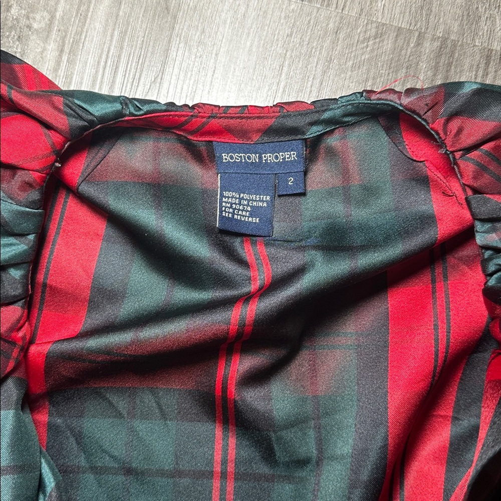 Boston Proper Festive Plaid Ruffle Jacket - 2 - Picture 4 of 5
